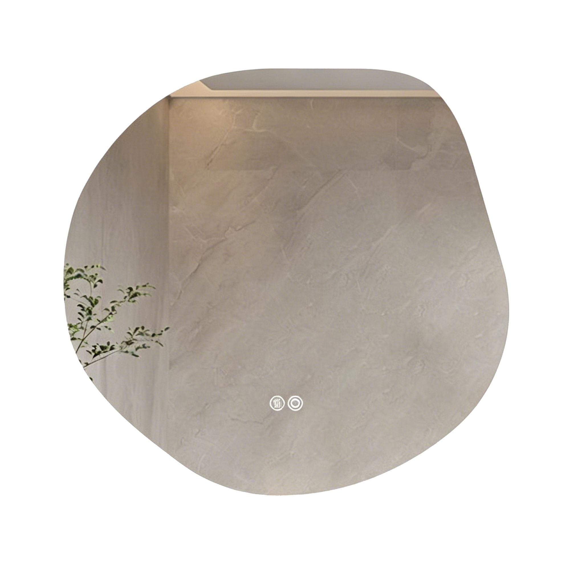 Zlthraustic Smart LED Bathroom Mirror, Irregular Explosion-Proof Wall Mounted Lighted Mirror with Anti-Fog, Dimmable 3 Color Light, Dual Touch Control(80cm)