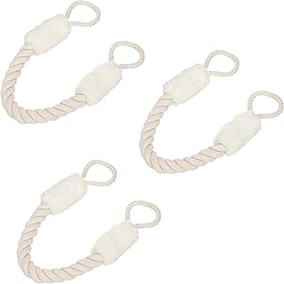 Relaxdays Türkordel Klemmschutz 3er weiß Set 3 Topes para Puerta Cuerda, Sujetapuertas Cordel Marítimo, 60cm, Protección Niños y Mascotas, Beige/Blanco, Algodón, 60 cm