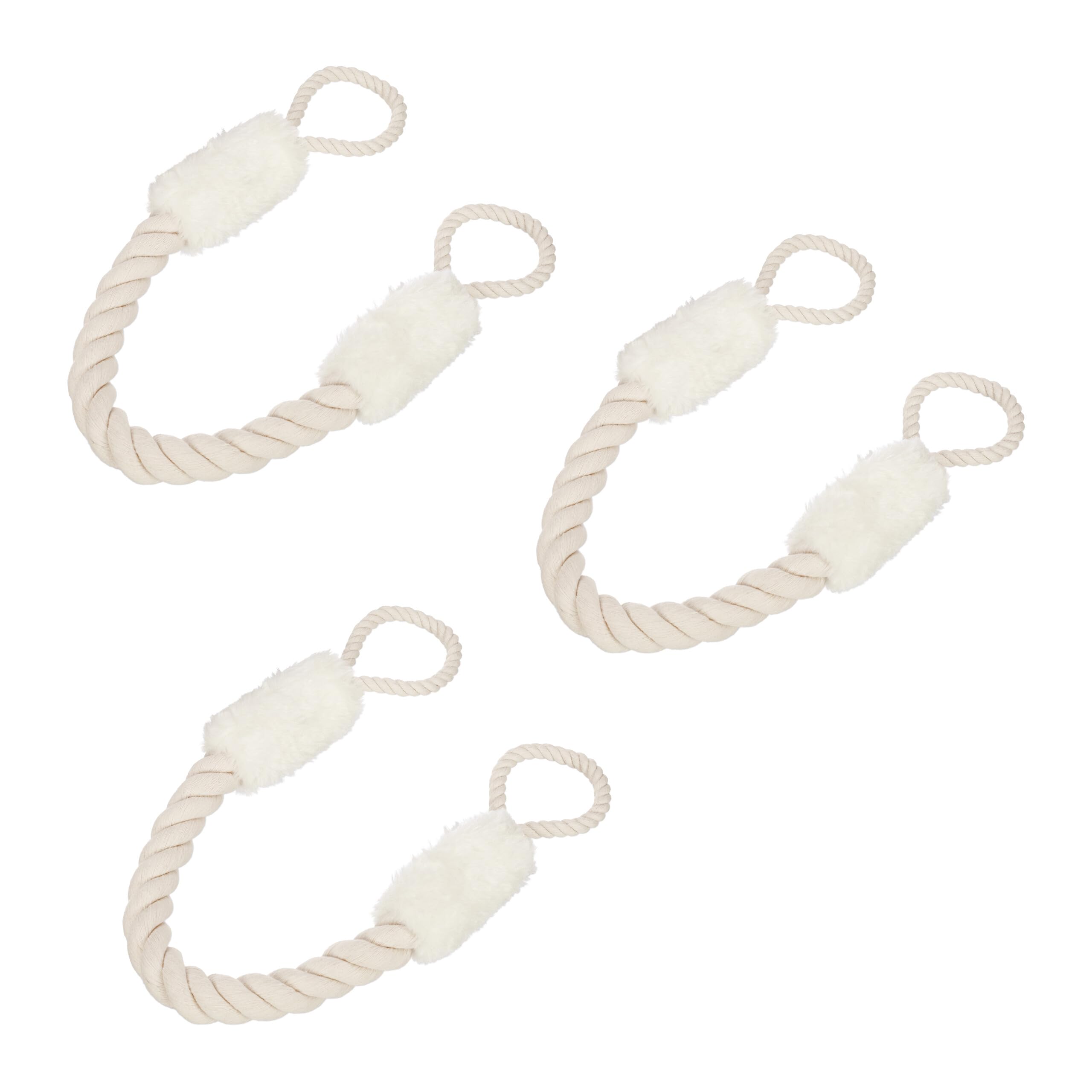 Butoir de porte en coton Relaxdays lot de 3 cales beige et blanc