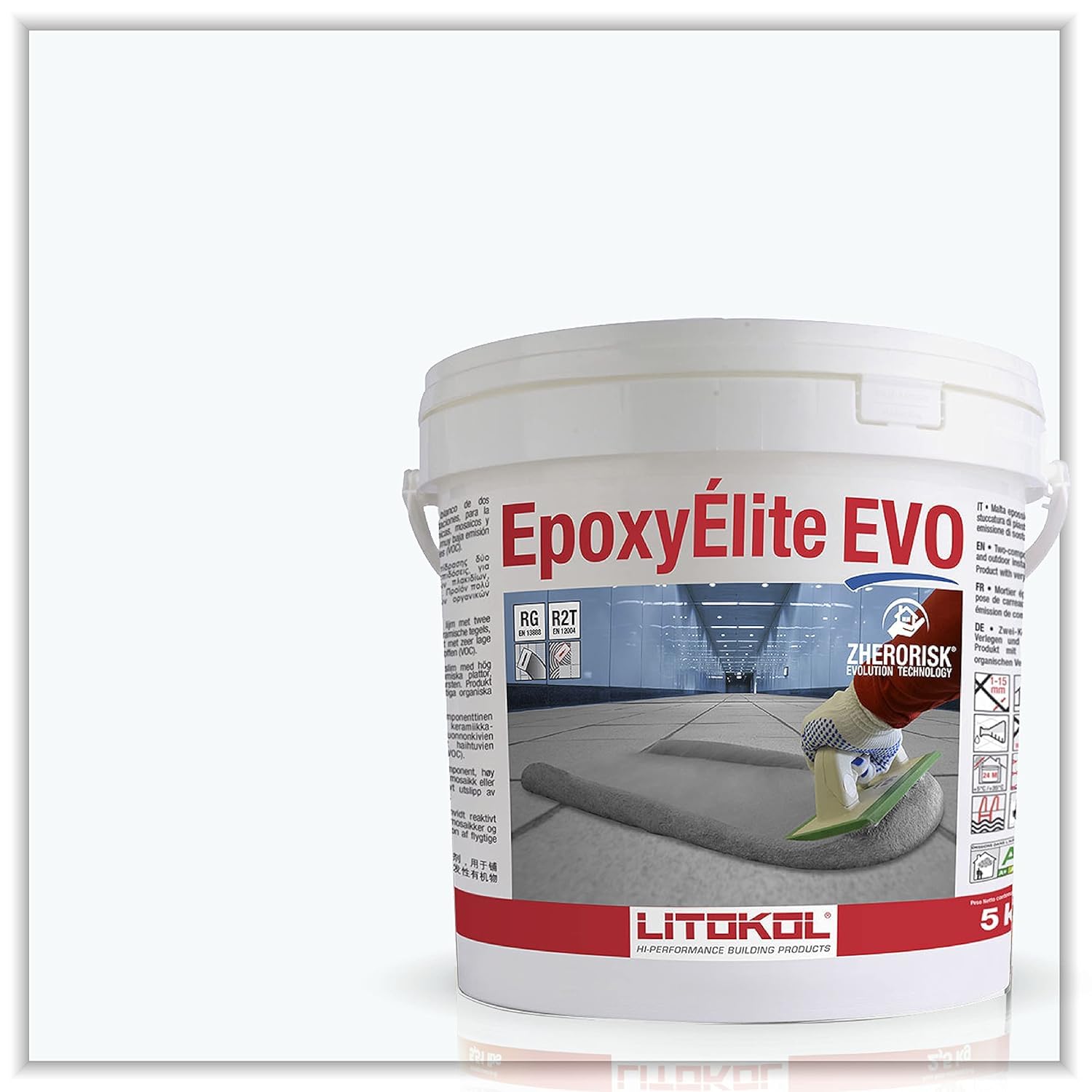 Tile Doctor EpoxyElite EVO 11 lbs./5 kg. Bucket of Litokol White 1 Epoxy Tile Grout TMPEEEVO001, Floor Tile or Wall Tile Grout for Pools, Kitchens, Spas, Bathrooms, Showers, and More