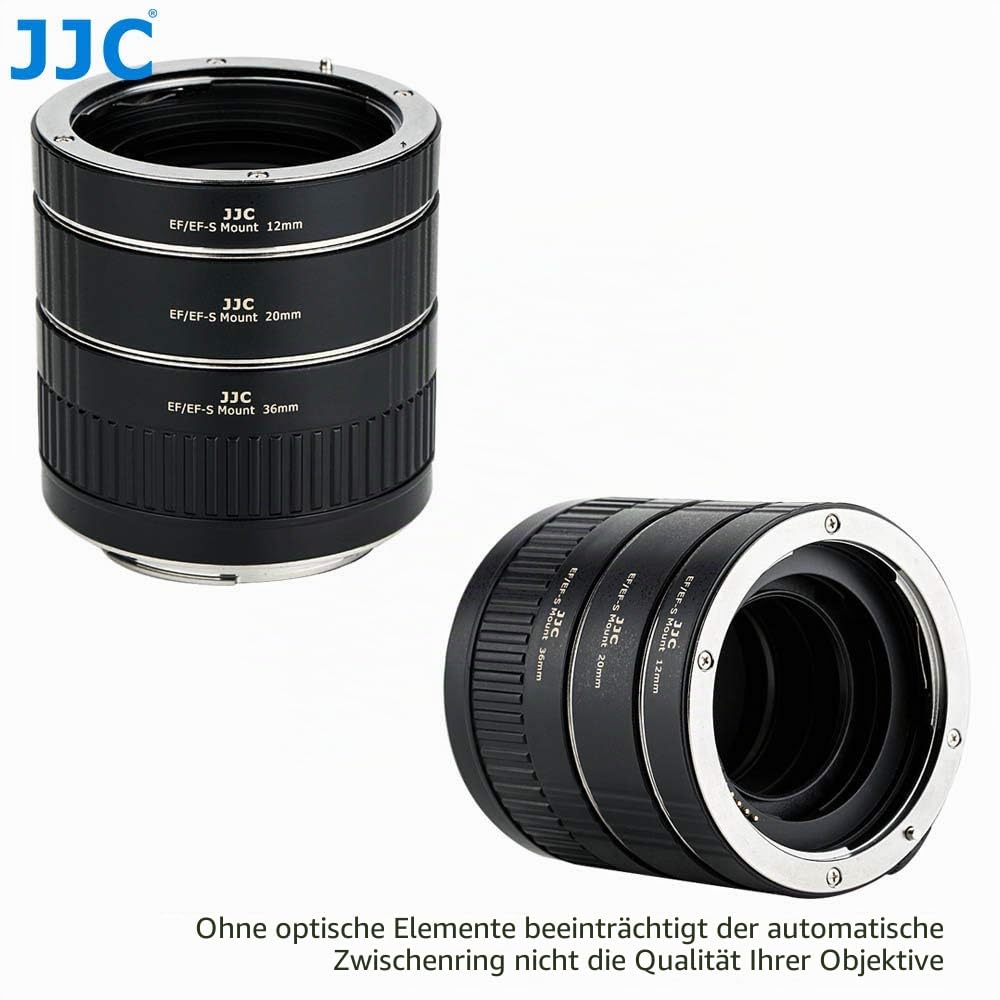 JJC Autofokus Makro Zwischenringe (AF) mit TTL-Belichtung für Makrofotographie 12mm 20mm und 36mm (Passen für Canon EOS EF/EF-S Mount Kameras)