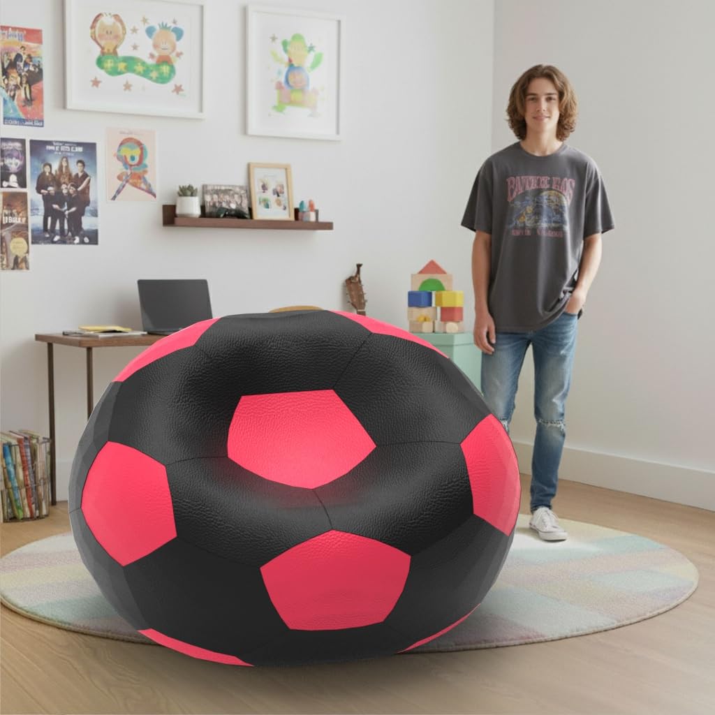 Bean Bag Chair Cover | Size: 2XL | Color: Black Pink | Without Beans | Premium Leatherette Cover (CMF 1550)-image-38