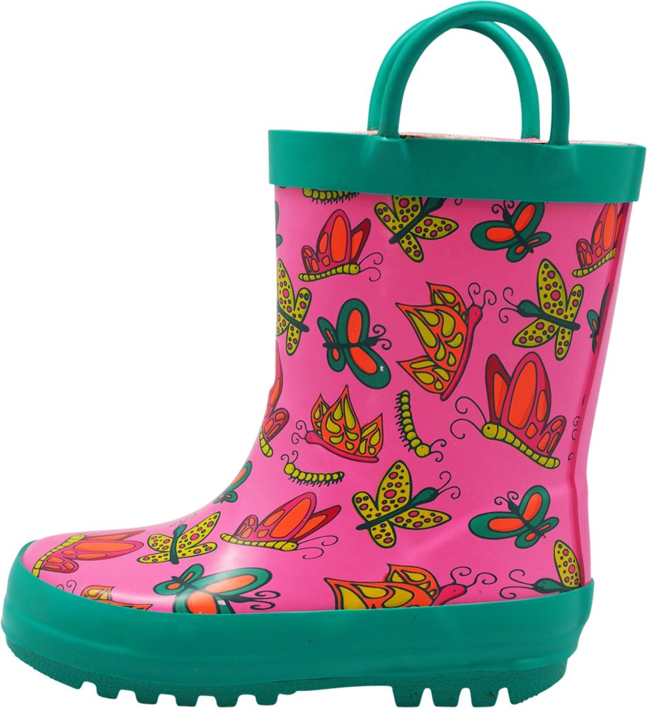 NORTY Rubber Rain Boots for Kids - Waterproof Rubber Boots Boys and Girls Solid & Printed Rainboots for Toddlers and Kids