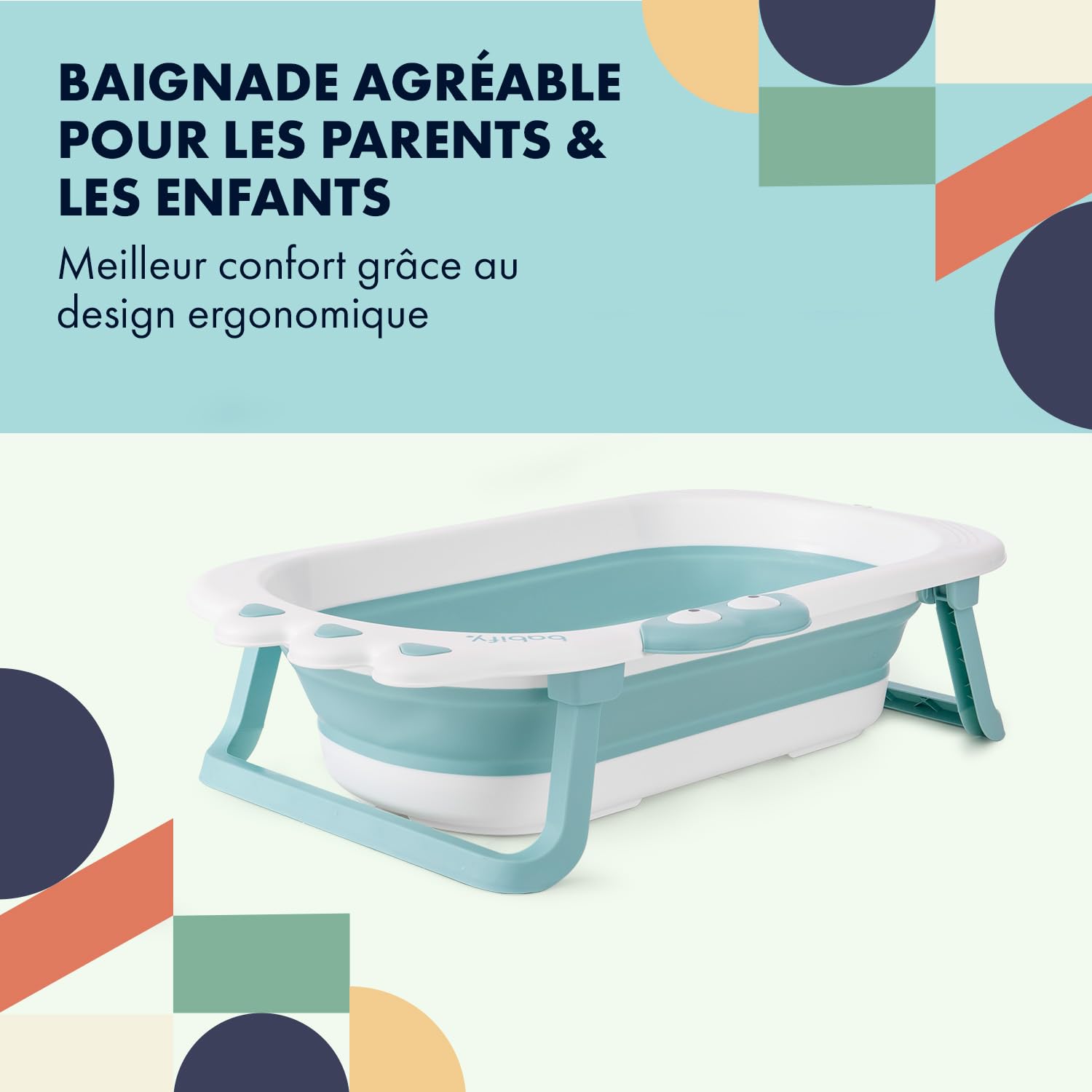 Babify Shower Baignoire pliable pour bébé - Coussin inclus - Pliage ultra compact - Antidérapant - Couleur Menthe - Nouveau modèle