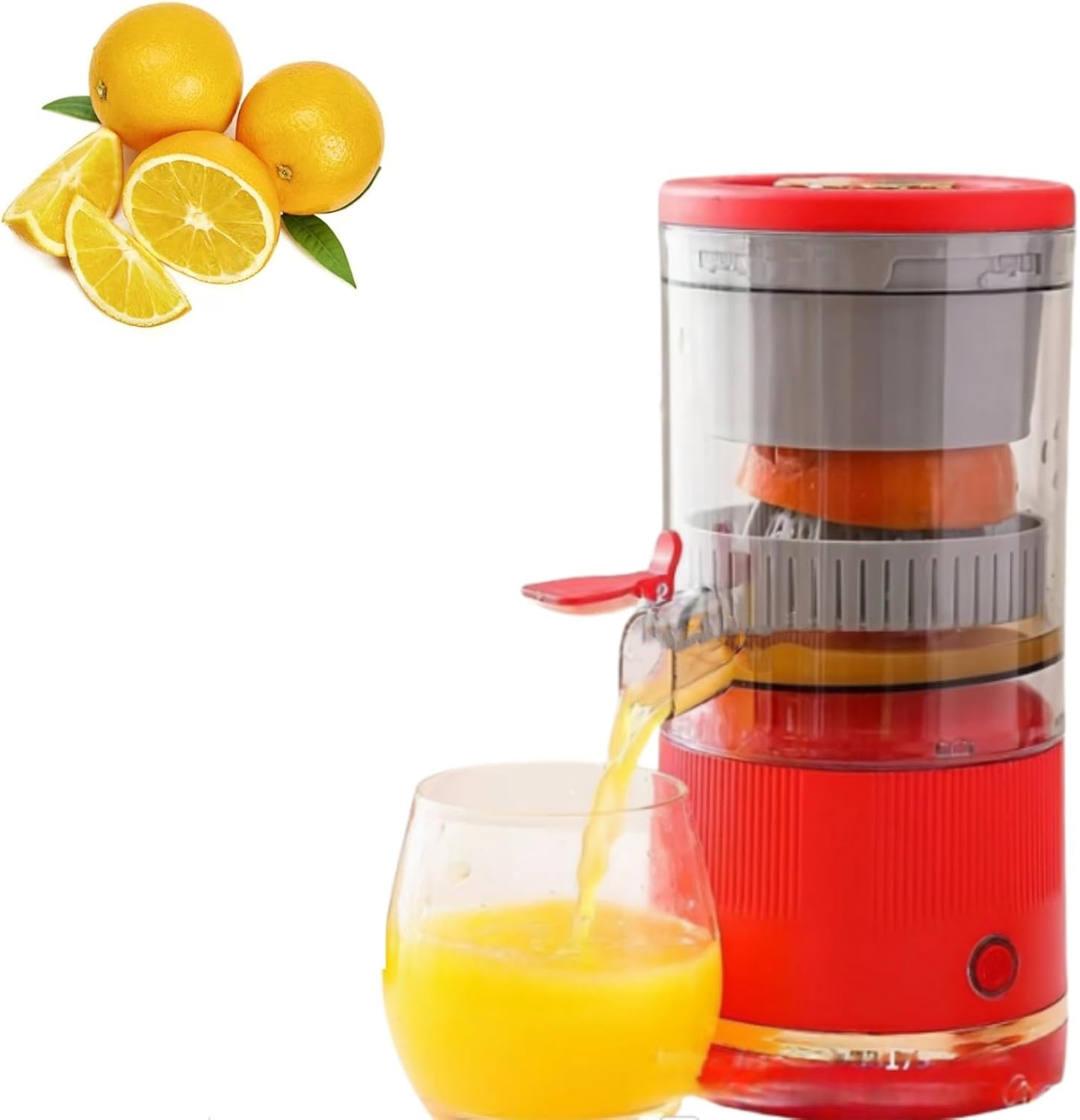2025 Upgraded Automatic Separation Juicer, Rechargeable Juicer Machine Vegetable and Fruit, Easy to Clean Juice Maker,Orange Lemon Grapefruit Juicer Squeezer (1 Pc*Red)
