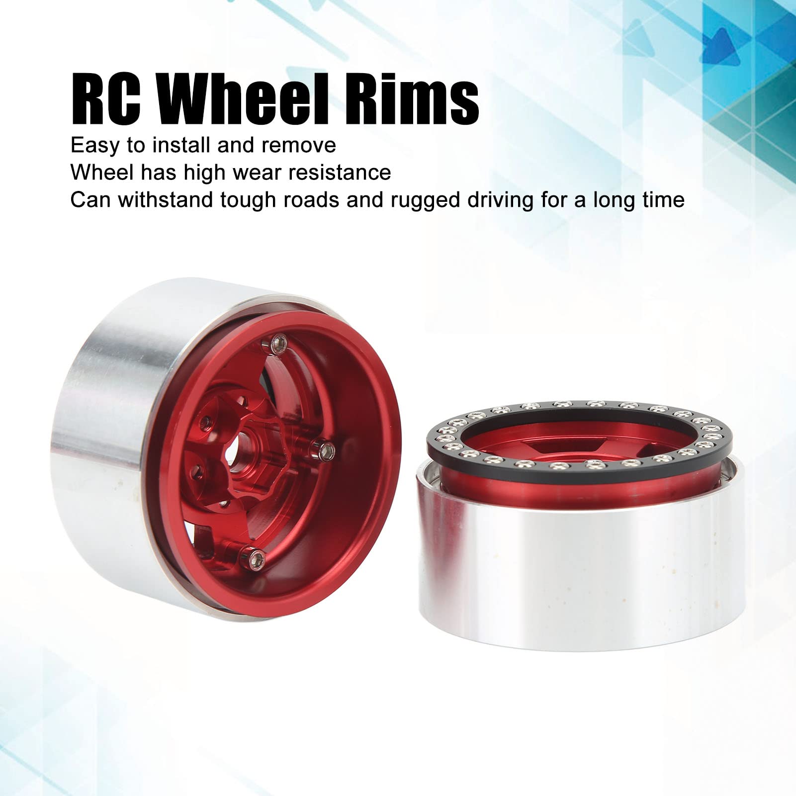 Koło Samochodu RC, Profesjonalne Felgi Zamienne ze Stopu Aluminium RC, Felgi Obrabiane CNC z unikalną konstrukcją blokującą, Idealne do Gąsienicy Axial SCX10 90046 AXI 03007 MST 1/10