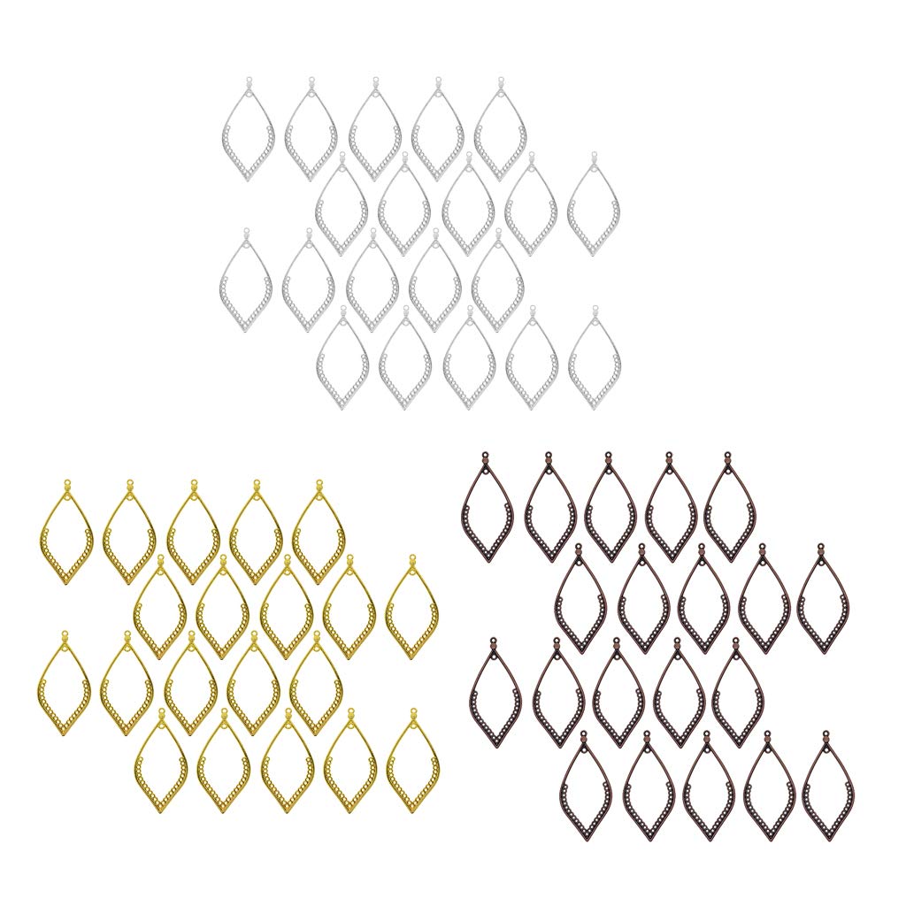 non-brand Antiqued Tibetan Silver Gold Bronze Earring Chandelier Earring Jewelry Making Kit for Earring Drop and Charm Pendant Assorted Pack (30 Pair 60Pcs)