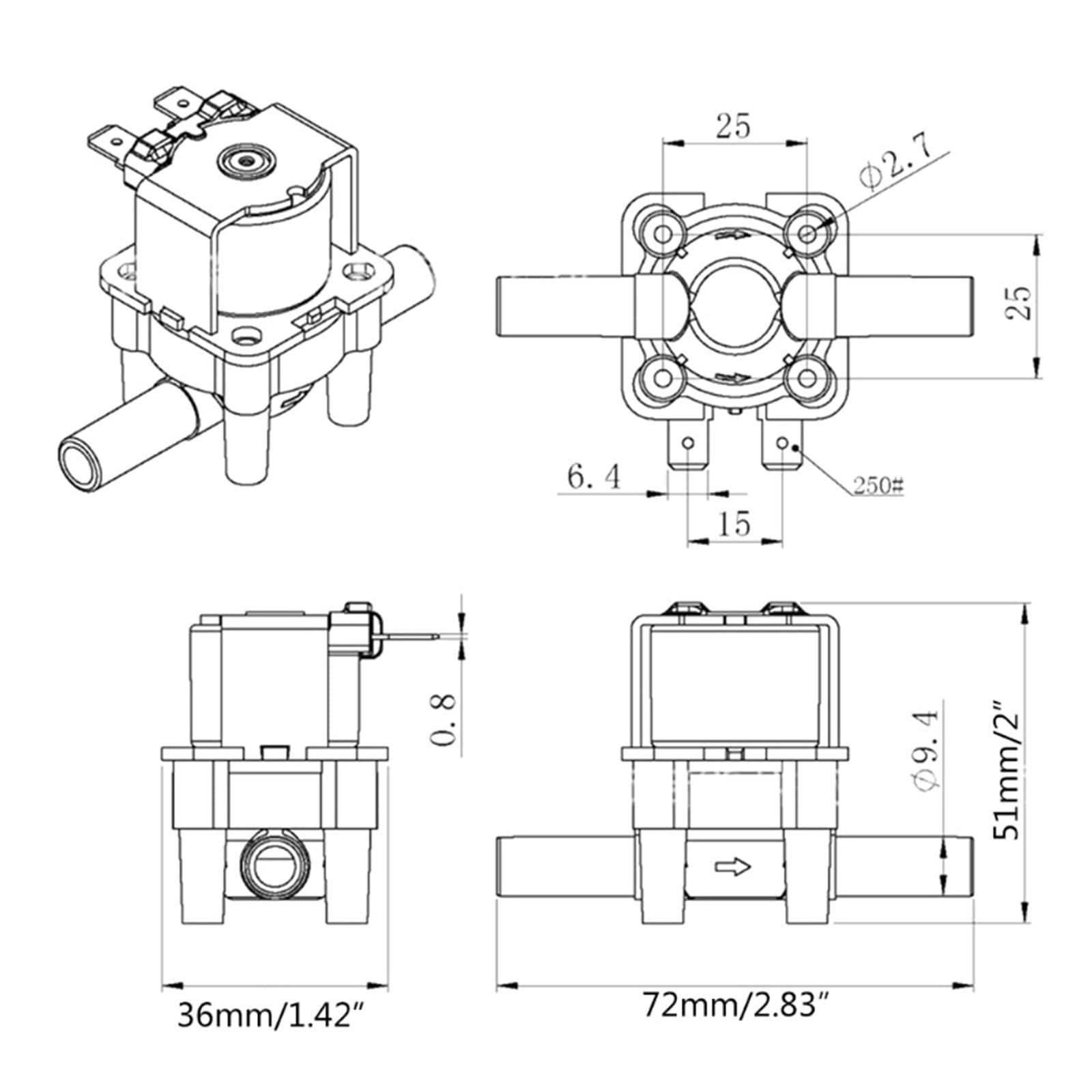 MbeLLO Válvula de Bola, 1 válvula solenoide de Agua, válvula purificadora eléctrica de Agua, conexión rápida, Normalmente Cerrada, CC 12 V, 24 V, 220 VM, 3/8 Pulgadas (tamaño: 12 V) (Size : 24V)