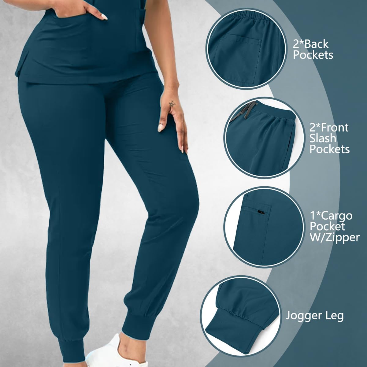 Scrubs for Women Set, Women's V-Neck Top & Jogger Scrub Pants - Image 5
