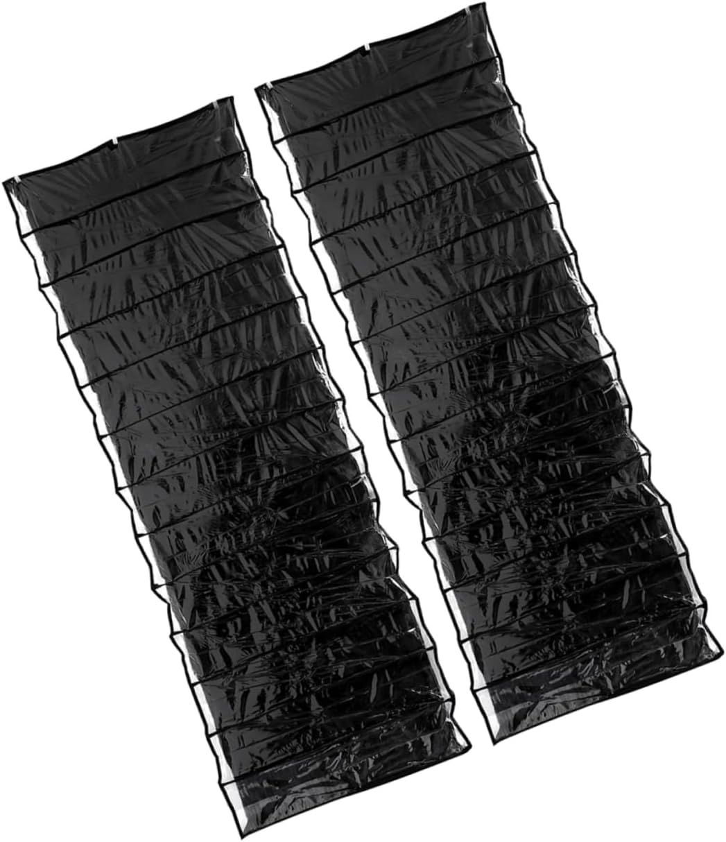 2PCS Over Door Shoe Organizer with Large Capacity Hanging Storage Rack for Closet Bedroom Dorm Room Space Saver Black