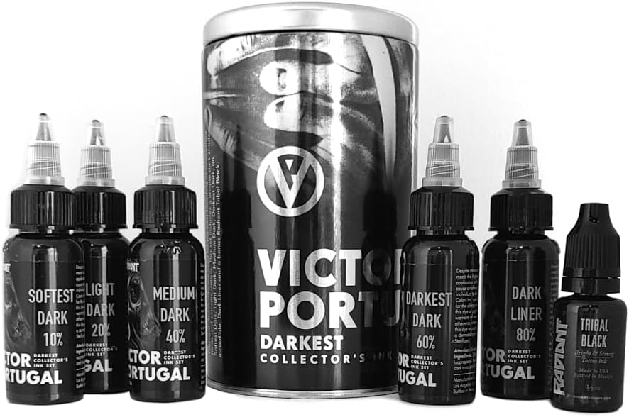 Victor Portugal Set of 6-1oz Bottles - Radiant Colors Tattoo Ink