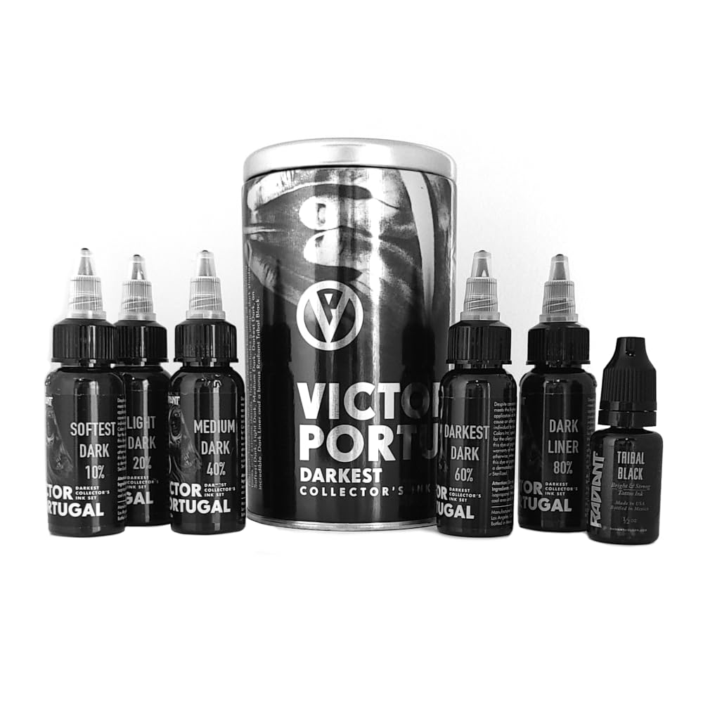 Victor Portugal Set of 6-1oz Bottles - Radiant Colors Tattoo Ink