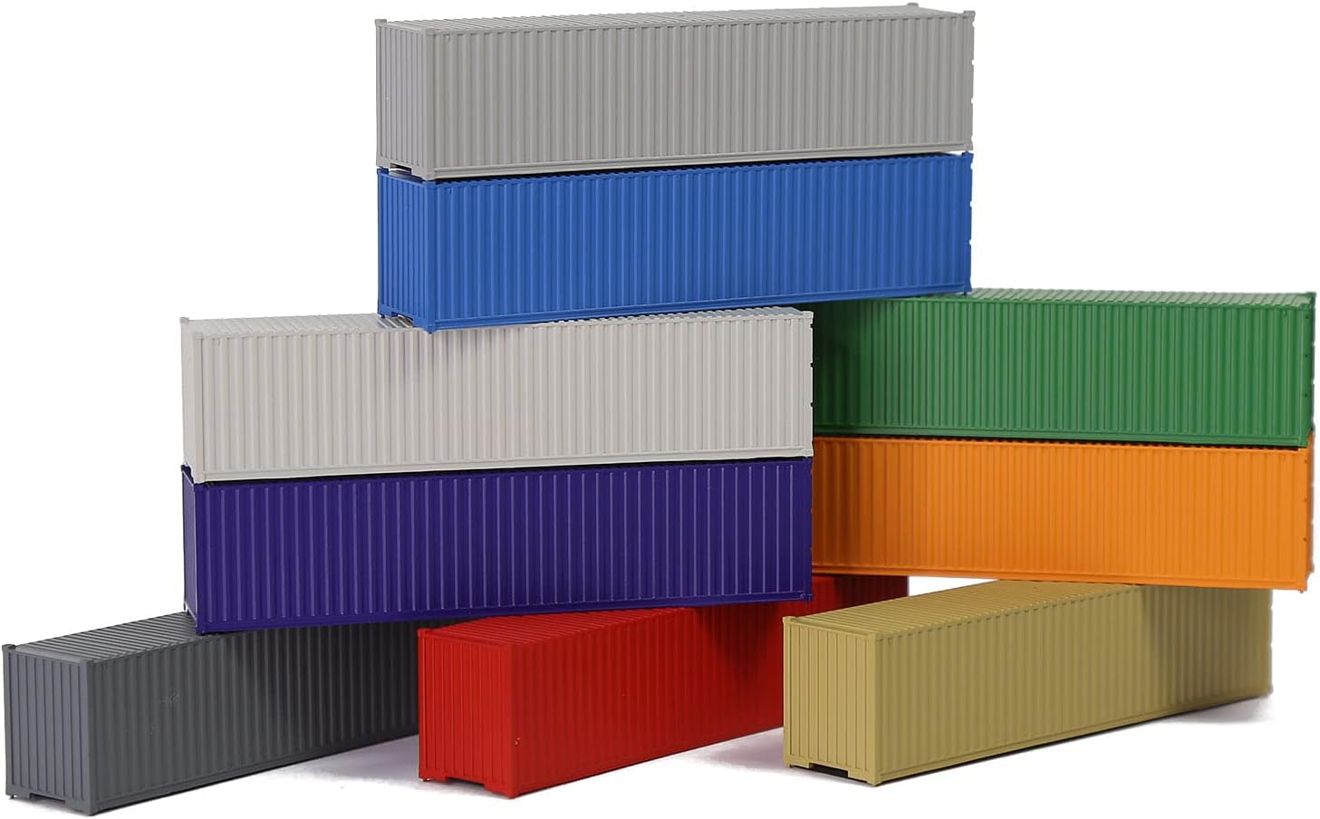 C15008 9pcs Model Train N Scale 1:160 Blank Shipping Container 40ft Cargo Box 40' Freight Car (40ft)