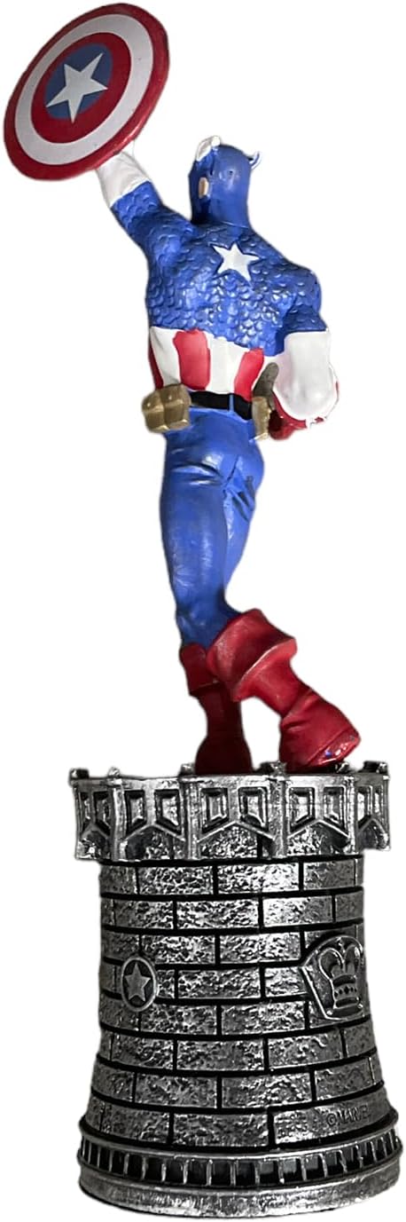 Eaglemoss Marvel Captain America Chess Piece Collection Statue, Hand Sculpted and Metallic Resin, with Magazine