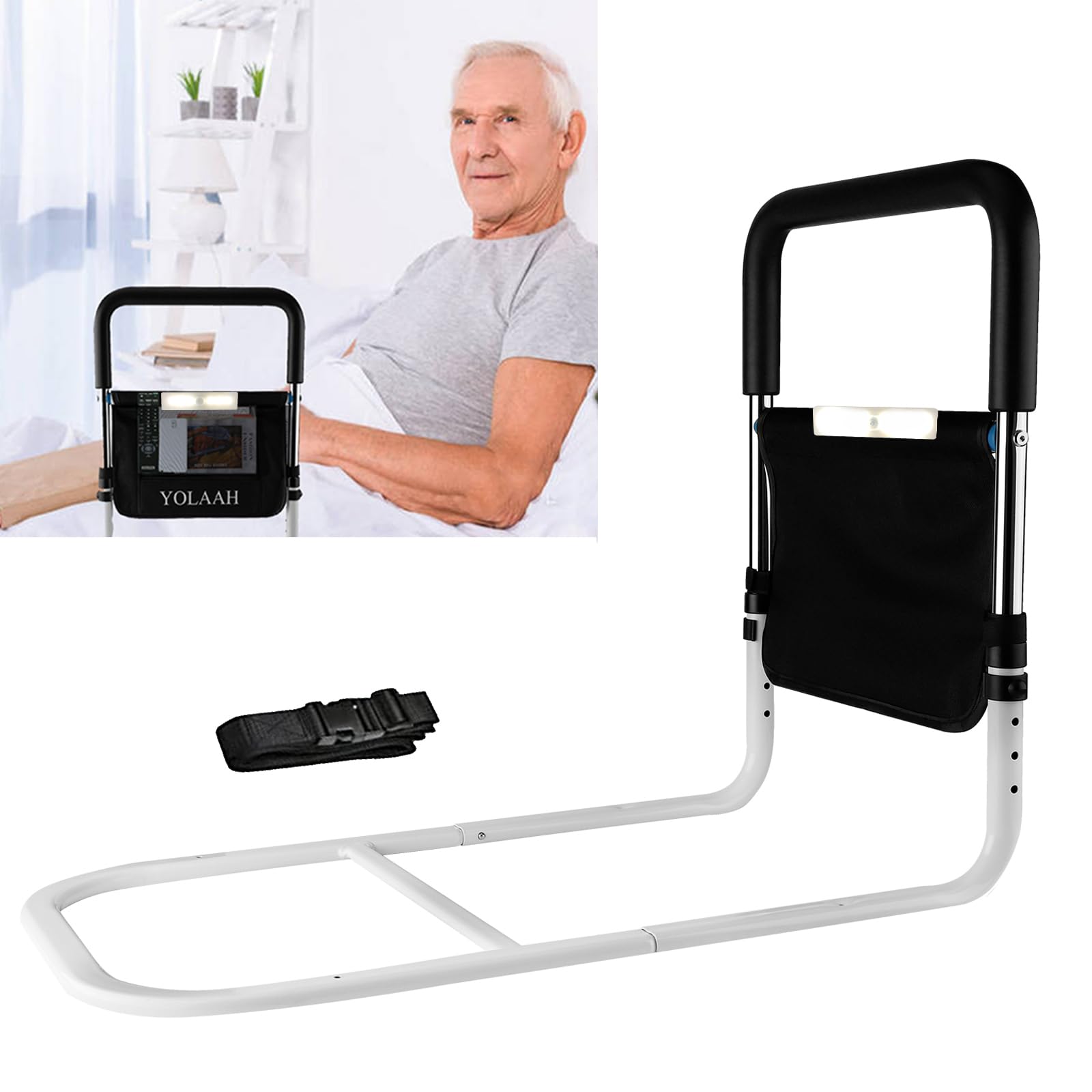 40cm Wide Bed Assist Rails for Elderly Adults Safety - Bed Side Rail Fall Prevention Guard for Seniors Height Adjustable Fits Medical Bed,Queen,Twin,King,Full Bed