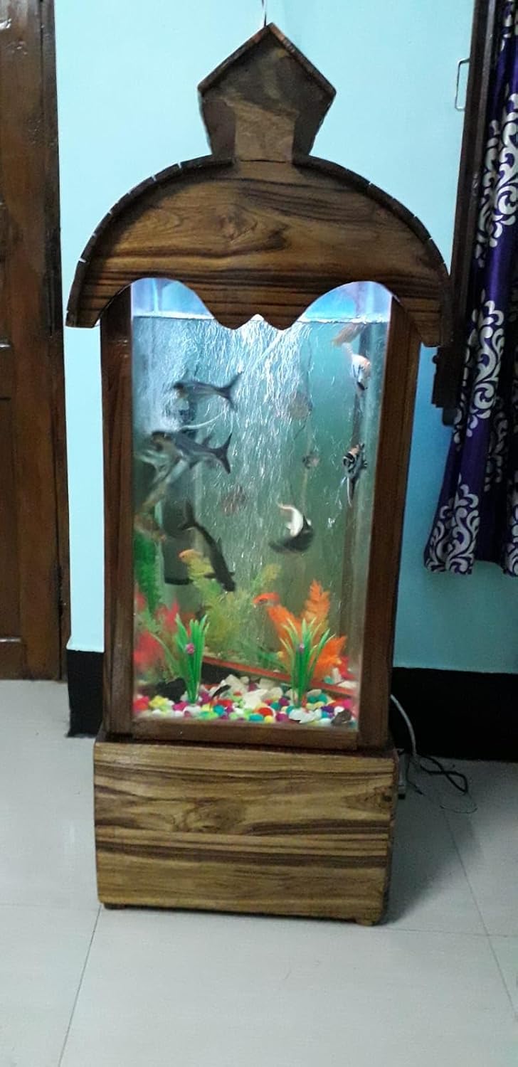 Wooden Fish Tank, Aquarium for Home for Domestic Fishes, Teak Wood