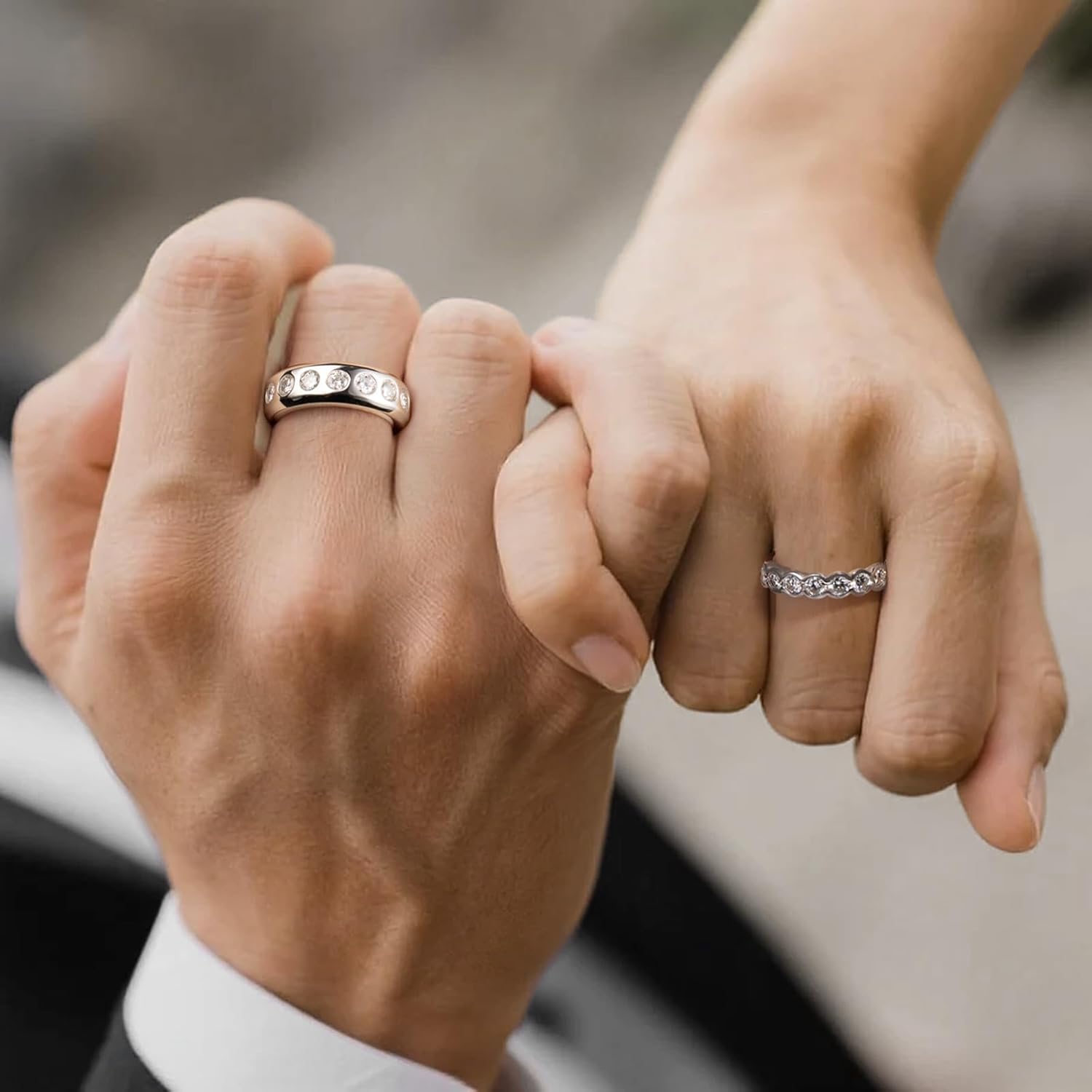 Moissanite Rings for Men, S925 Sterling Silver Ring Half Eternity Moissanite Wedding Band for Men 6mm Round Cut 2.1 CT Engagement Promise Gift for Him Size 8-12 - Image 4