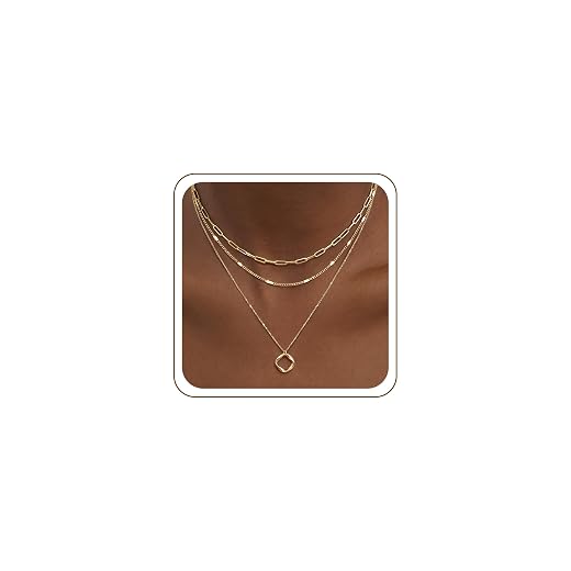 Poxtex Layered Gold Necklaces for Women, Stackable Dainty 14K Gold Silver Plated Trendy Simple Heart Diamond Cross Bow Circle Pendant Paperclip Choker Dot Chain Necklace,Jewelry Set Gifts for Women