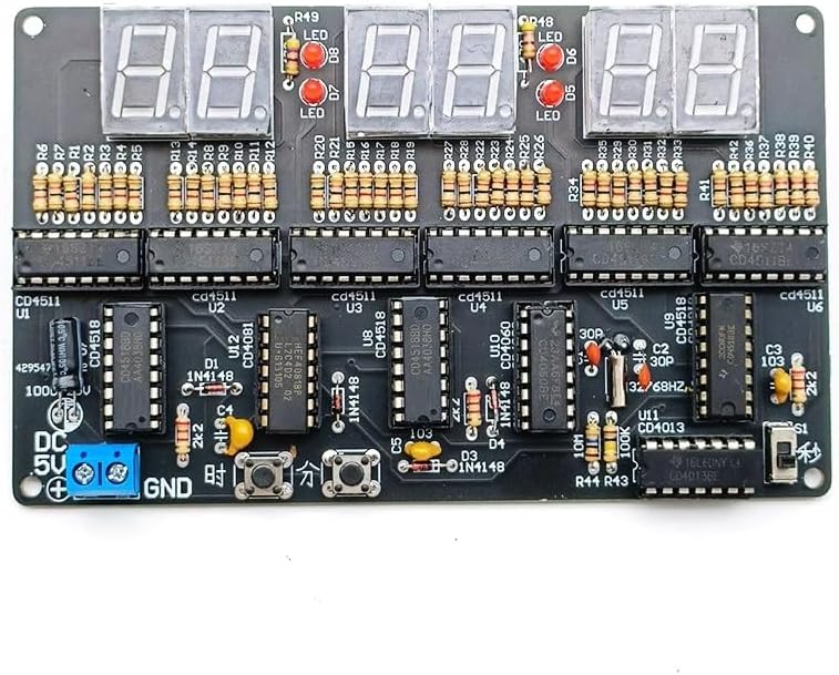Assembled Printed Circuit Board (PCB) of the 6-bit Digital Circuit Clock Kit