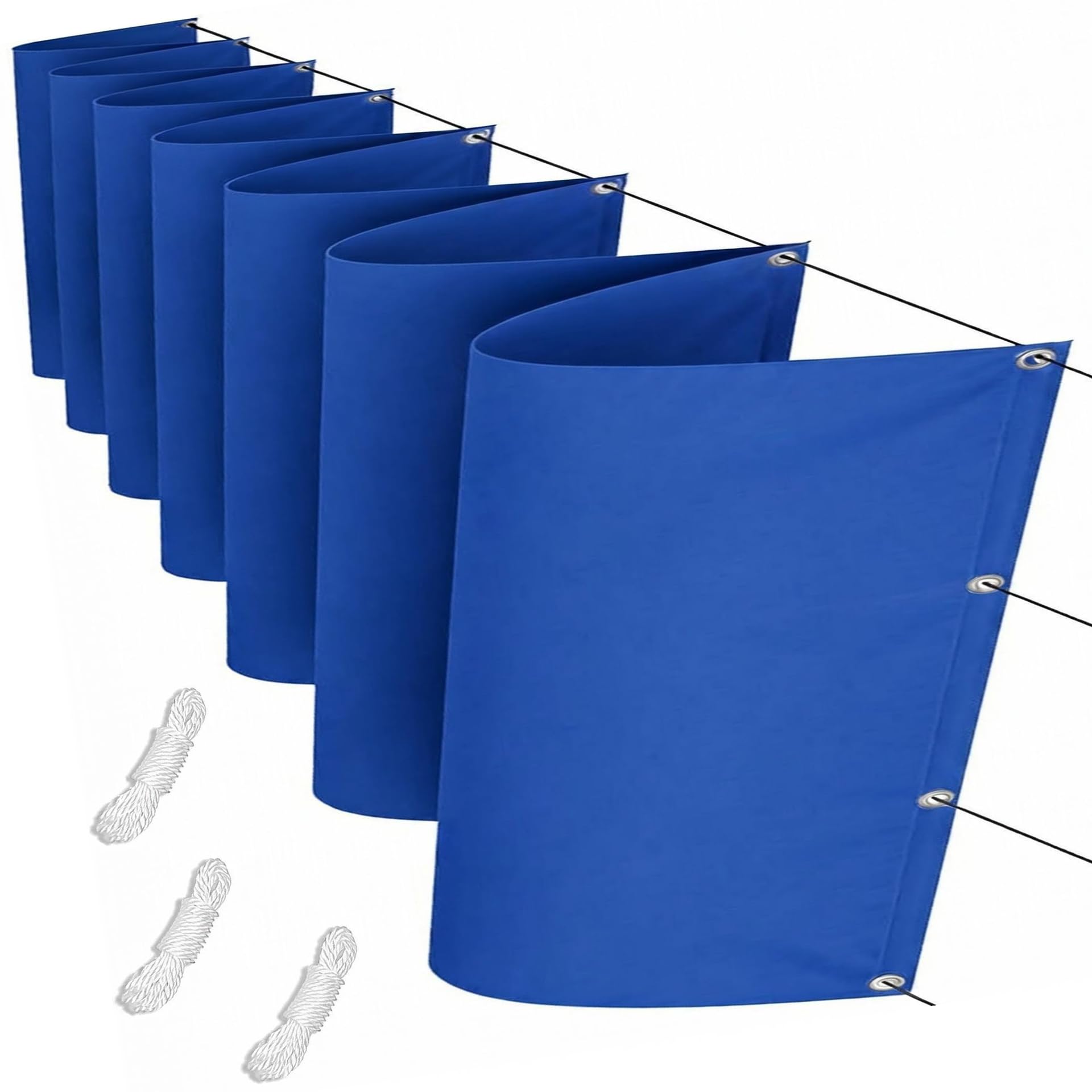 Voile d'ombrage vague rétractable filet extérieur imperméable bleu rectangulaire