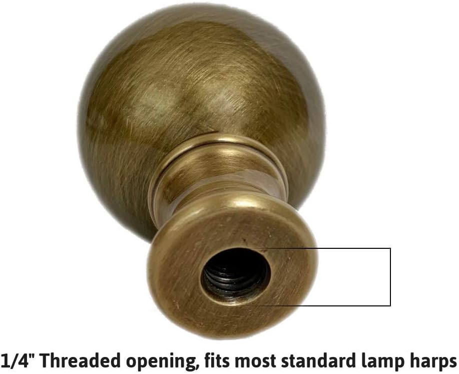 Solid Antique Brass Sphere Lamp Finial 1.75"h