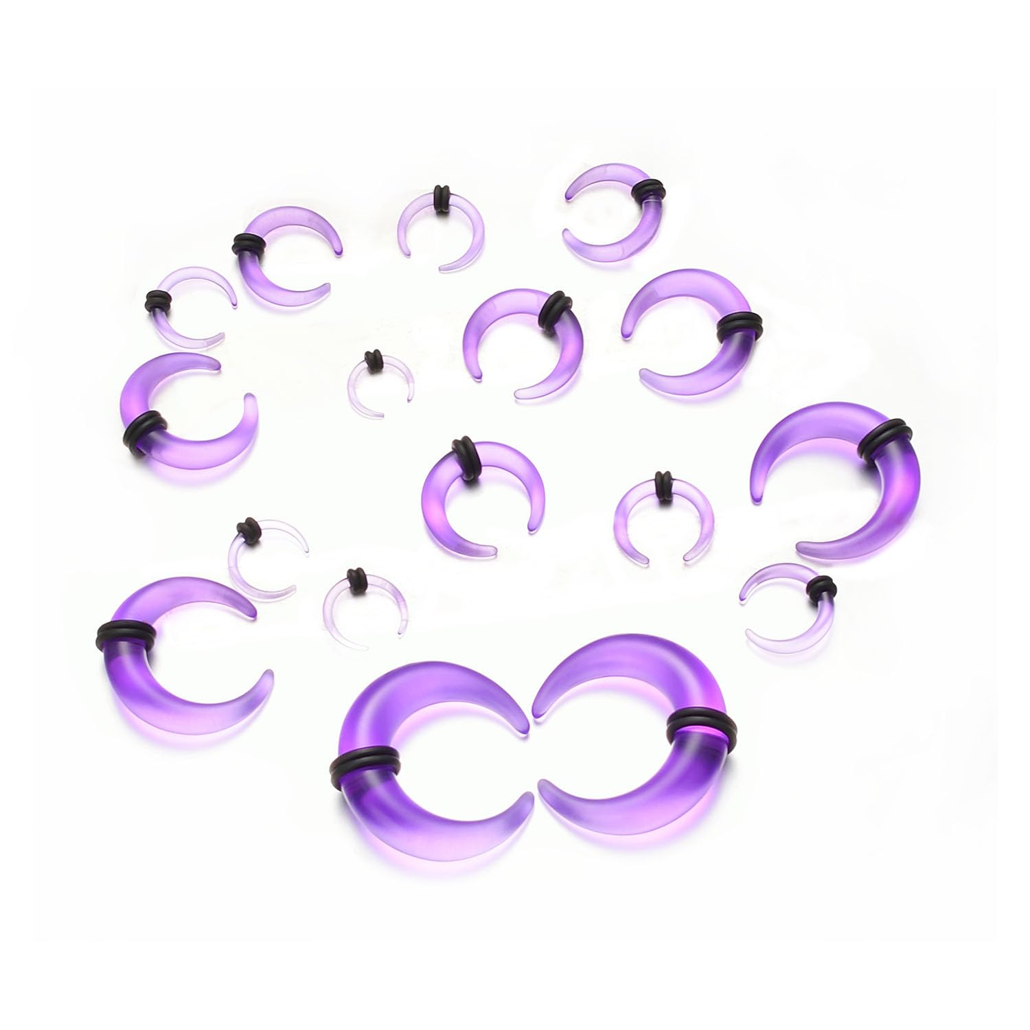 vogem Juego de 54/84 dilatadores de oreja, 1-10 mm/14G-00G, juego de dilatadores acrílicos, forma de cuerno, de buey, acrílico, espiral, para el cuerpo, joyas para mujeres y hombres, 1-10mm, Acrílico