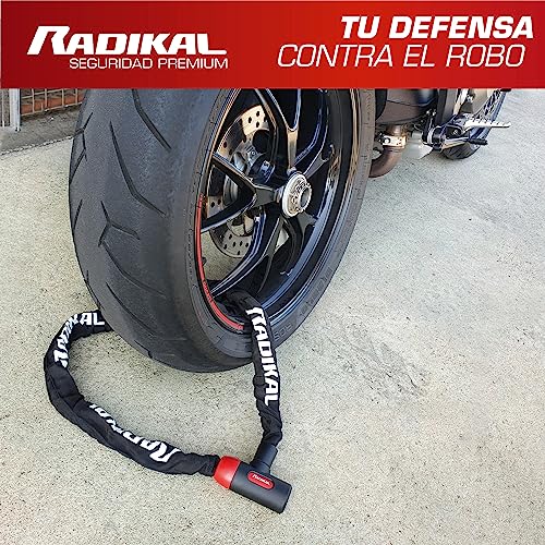 RADIKAL RKX170 Candado Bicicleta Antirrobo, Cadena 170cm de ø8mm Acero Cementado y Cerradura con Llave Alta Seguridad, Más Extensa, Antirayones, Antirobo Polivalente para Bici, Moto, Scooter Patinete - imagen 8