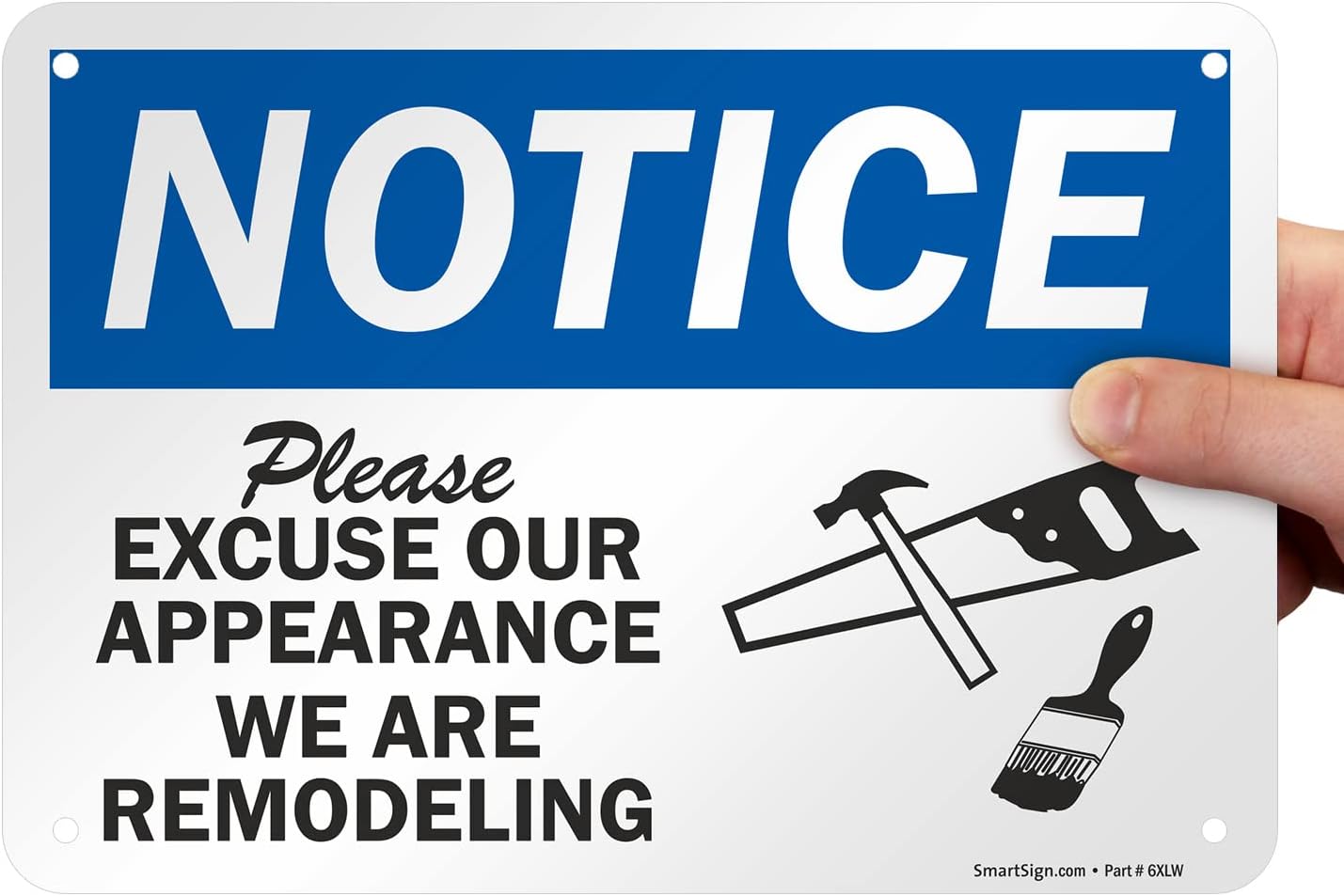 SmartSign "Please Excuse Our Appearance, We Are Remodeling" Sign | 7" x 10" Aluminum
