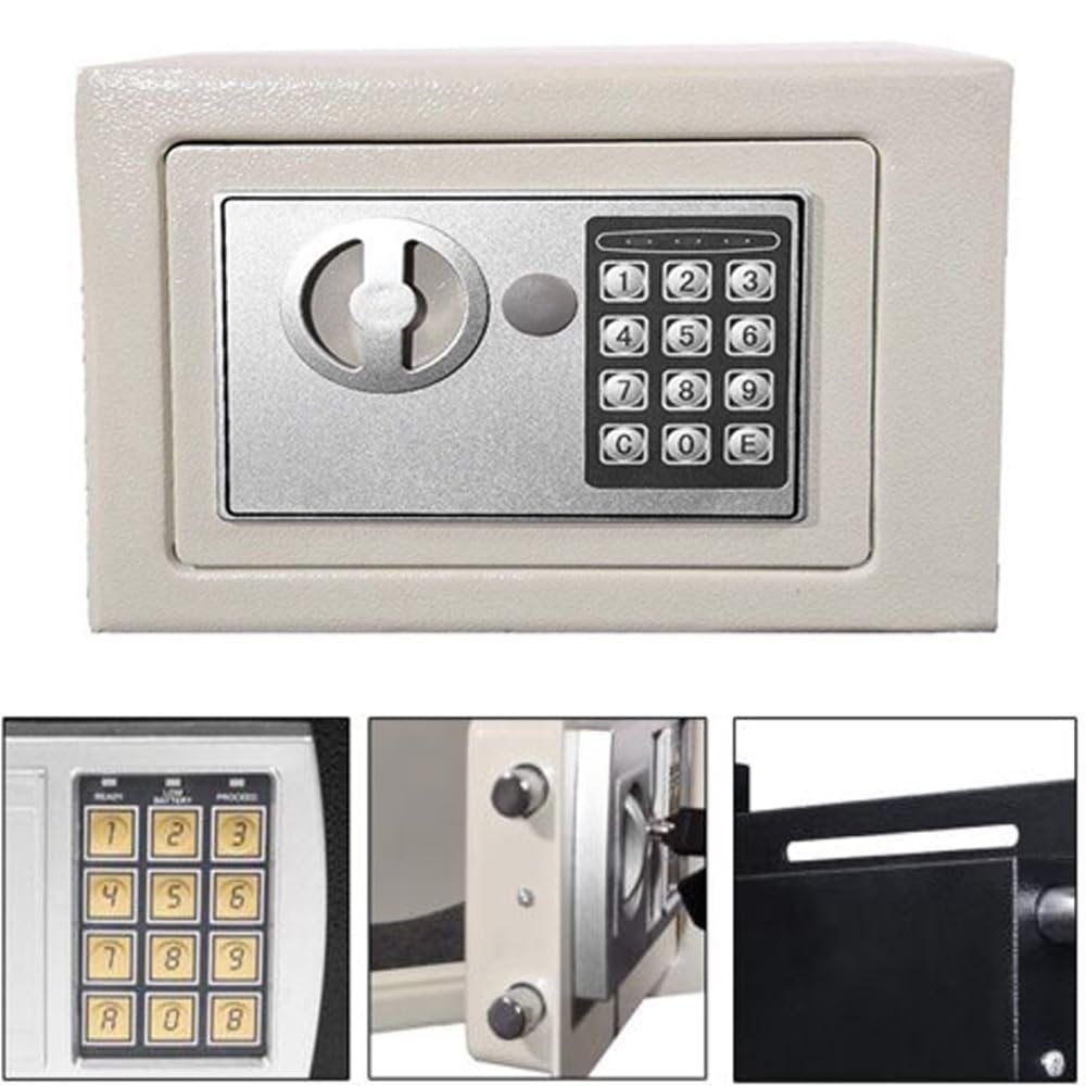 Cyfrowy sejf elektroniczny, sejf, wodoodporny, zabezpieczony przed zamkiem, szafka na gotówkę z przenośnym pojemnikiem na monety / czarny/8,5 l - 310 x 200 x 200 mm, biały-4,6L-230 x 170 x 170 mm