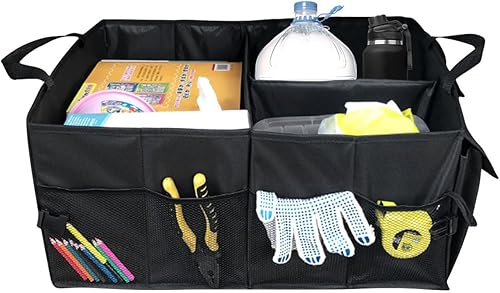 Organizador de maletero para automóvil, organizador de almacenamiento plegable para automóvil con 3 compartimentos, organizador plegable para