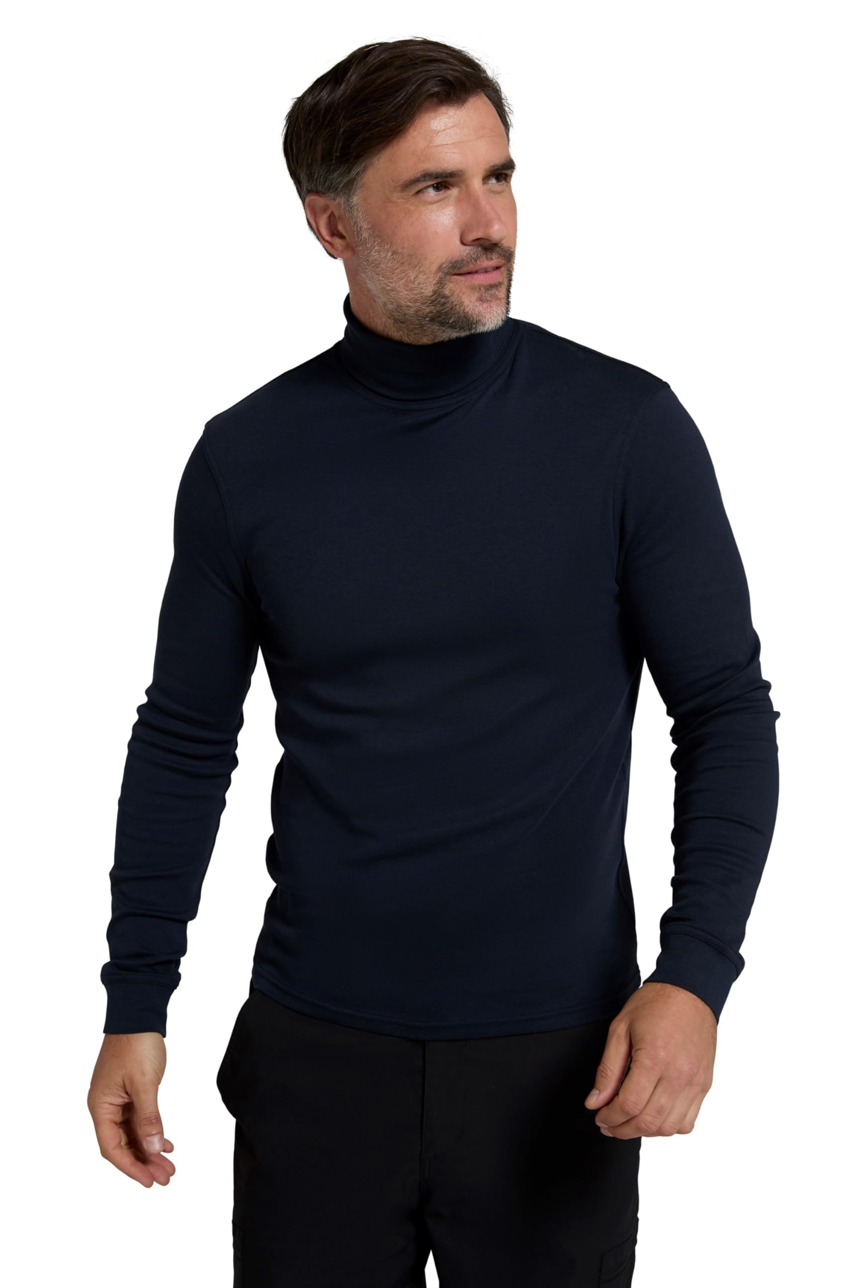 Mountain Warehouse Navy Meribel Mens Thermal Baselayer Top - Combed Cotton Sweater, Roll Neck Jumper, Breathable, Quick Drying & Fitted Sleeves - For Everyday Use 4XL 4Xl Plus