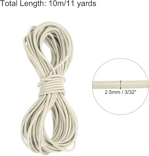 Vista 340 de PATIKIL Cuerda elástica elástica de 1/8 pulgadas, 11 yardas (0.118 in x 32.8 ft), color verde militar para manualidades, correas de gancho