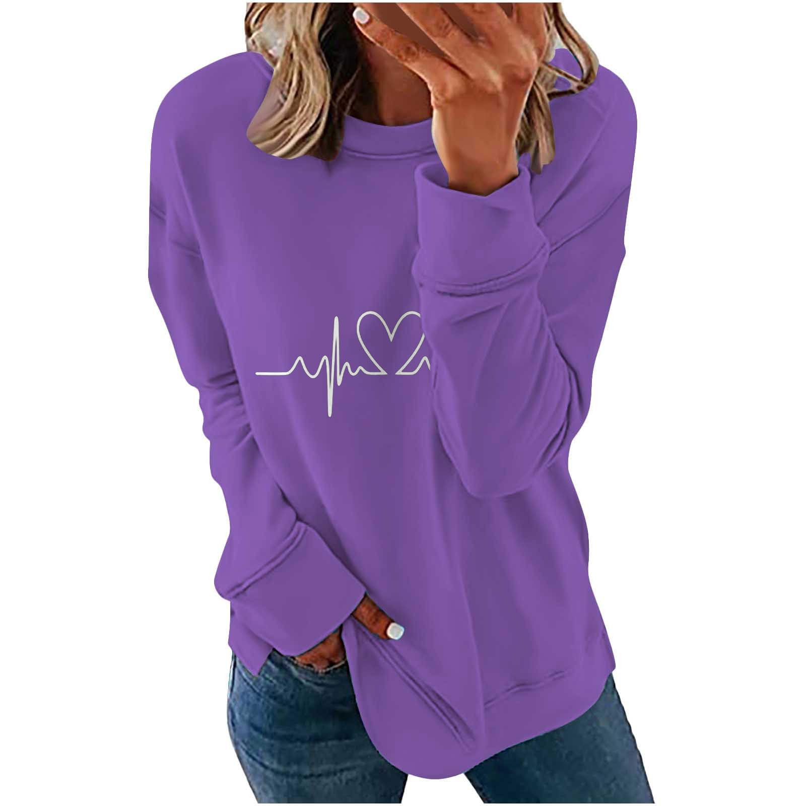 Mittory Womens Long Sleeve Sweatshirts Heart Print Fashion