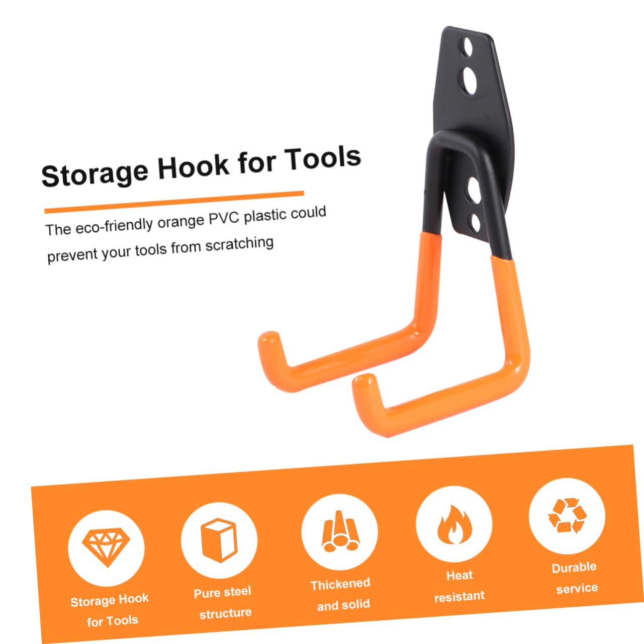 Operitacx 1 Set Heavy Duty Metal Hooks for Tool Storage Durable Wall Mount Hanger Organizer for Garage Balcony Warehouse Includes Small Medium and Large Orange
