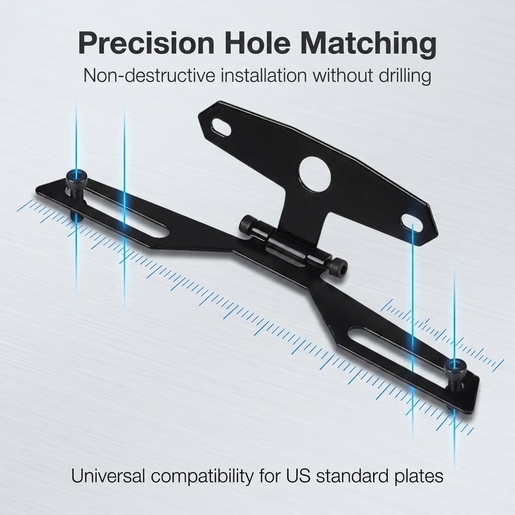 Motorcycle License Plate Bracket, 2-in-1 Metal Rust-resistant License Plate Taillight Bracket, Adjustable Folding Flipping License Plate Holder, for Motorbike Scooter ATV Dirt Bike (Black)