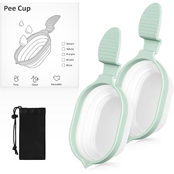 Reusable Urine Cup 2 Pieces Collapsible Urine Catcher Cup 50ml Sample Cup Sample Container Easy to Use and Clean