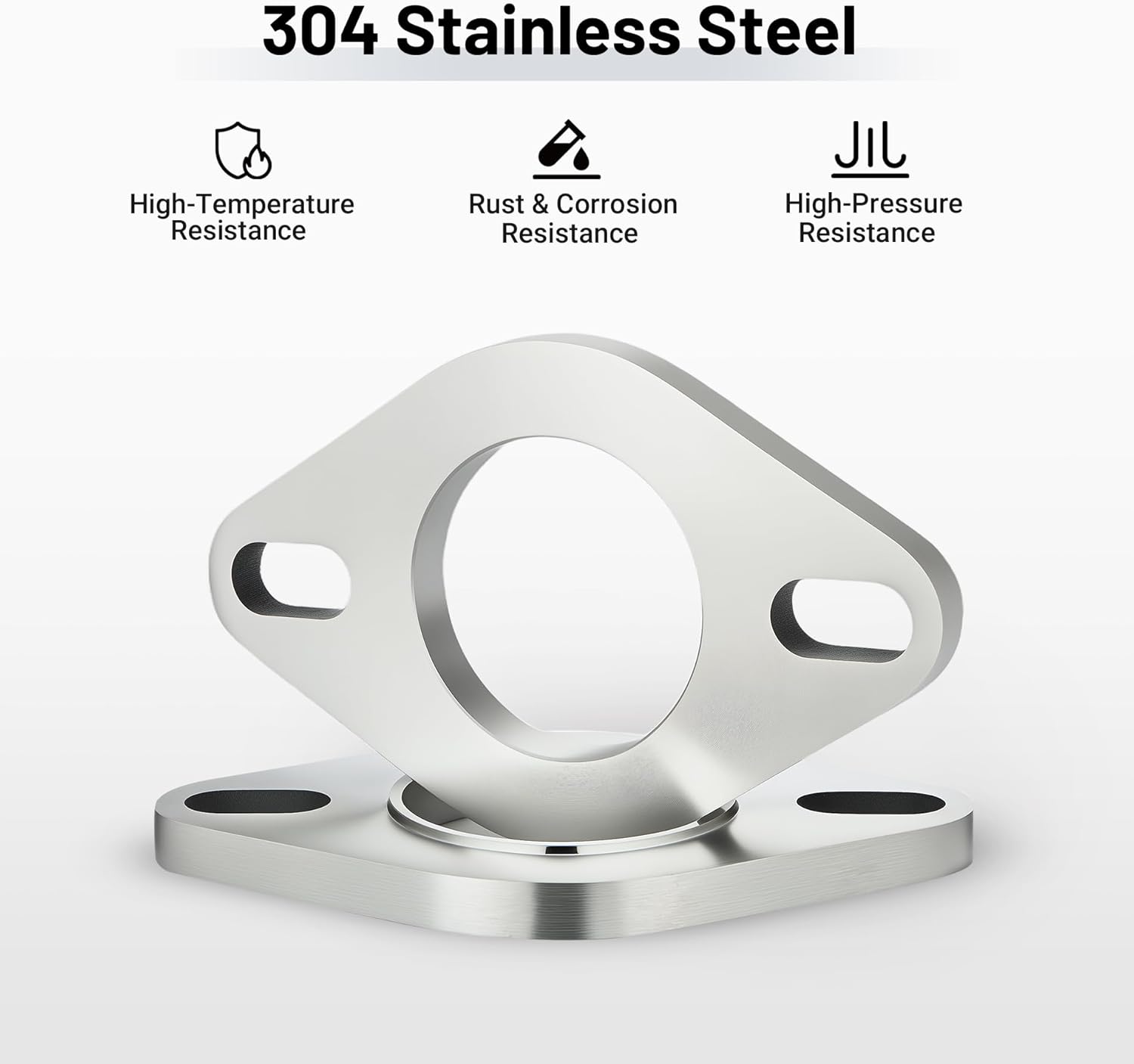 EVIL ENERGY 1.75 Inch 2 Bolt Exhaust Flange Connection Kit, Stainless Steel Exhaust Flange and Gasket Set with Bolts and Nuts, Exhaust Flanges with Flange Edge for Easier Welding, 2 PCS