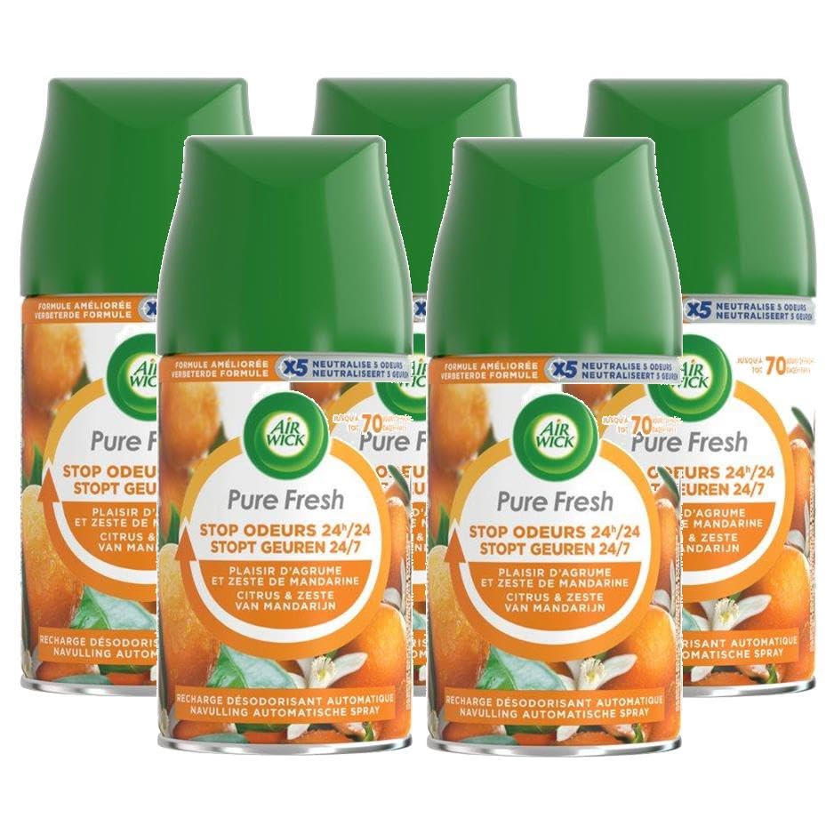 Air Wick Freshmatic Pure Fresh Vergnügen Nachfüller Zitrus- und Mandarinenschale, 5 x 250 ml
