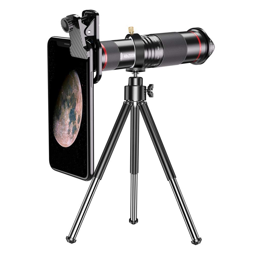 JUJUN 48x Hd Mobile Phone Macro Lens Zoom Telephoto Camera Tripod Alloy Telescope for iPhone 11 Pro 