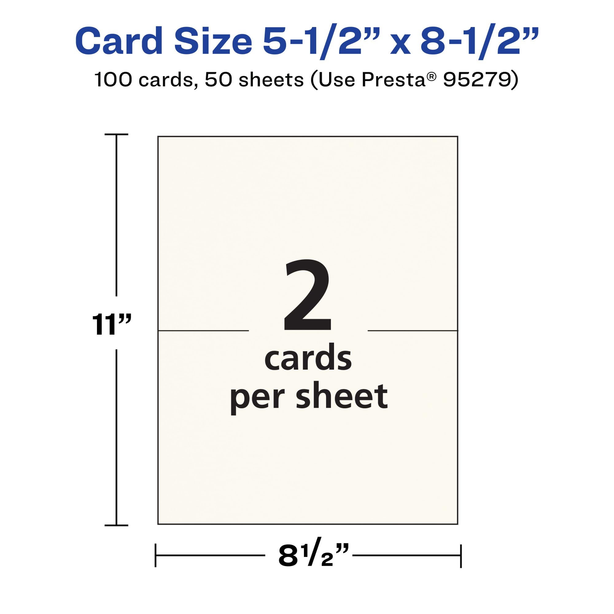 Avery Lot de 100 cartes d'invitation rectangulaires imprimables - 14 x 21,6 cm - Papier cartonné ivoire - Cartes laser/jet d'encre