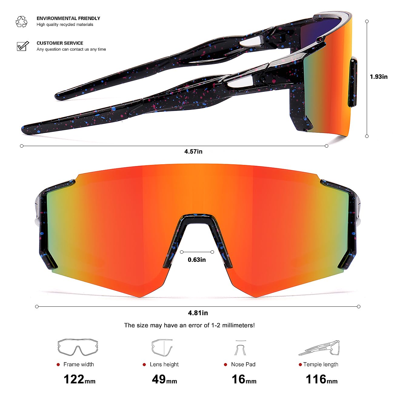 SEKKAF Młodzieżowe okulary baseballowe dziecięce sportowe okulary przeciwsłoneczne dla chłopców dziewcząt softball okulary rowerowe ochrona UV400