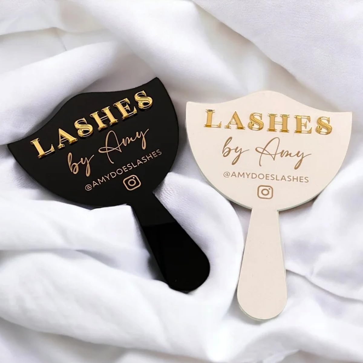 Personalized Lash Prop Mirrors, Custom Lash Photo Props, Personalized Acrylic Lash Mirrors, Technician Handheld Sign (White)