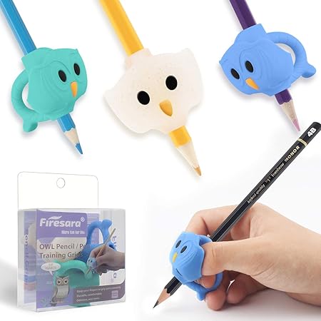 Amazon Firesara 鉛筆持ち方 矯正 左右兼用 フクロウ型 ペングリップ 補助具 疲労減軽３個セット 鉛筆キャップ 鉛筆ホルダー 文房具 オフィス用品