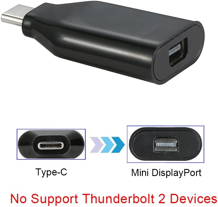 4U USB 3.1 Type C to Mini DisplayPort Adapter Support 4K*2K@60HZ UHD for MacBook Pro 2017,Dell XPS 13, Galaxy S8(No Support Thunderbolt Monitor),Black