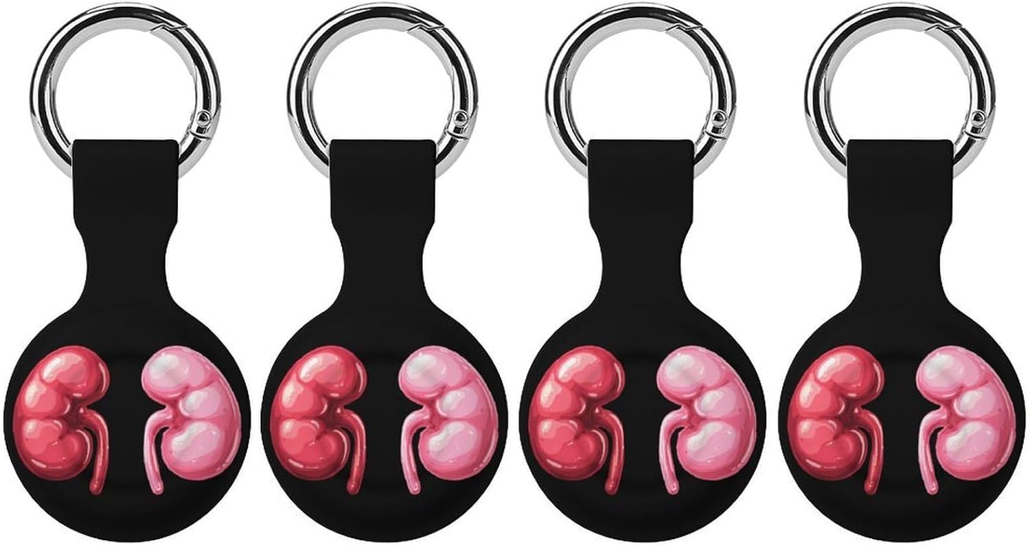 Two Kidney Case Compatible with AirTag Holder Cover with Keychain Ring for Bags Luggages