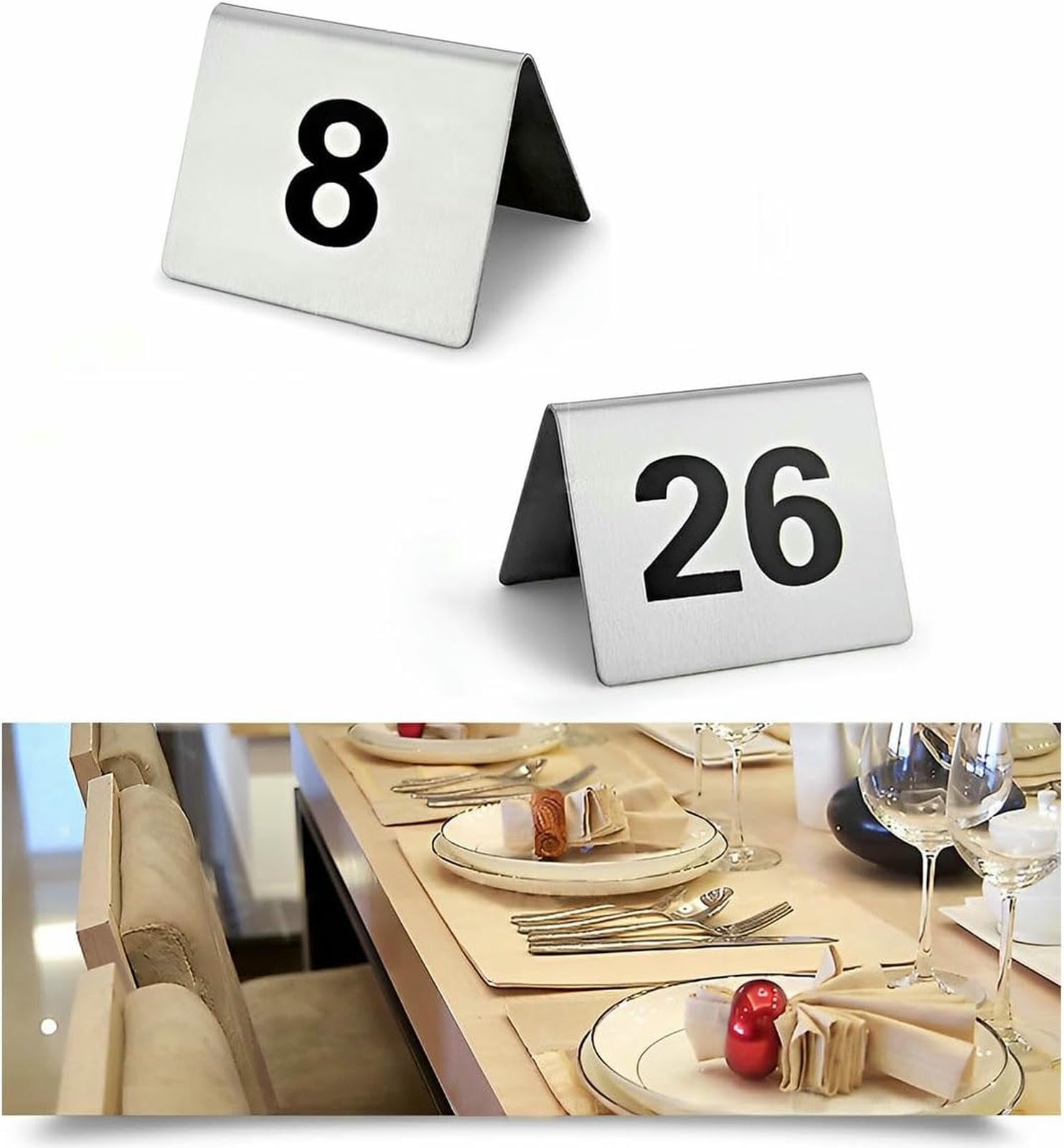 Números de Mesa Tipo Carpa de Acero Inoxidable, número Digital para Restaurante, Placa apilable para Mesa, Soporte para número de Mesa para Cocina, Comedor