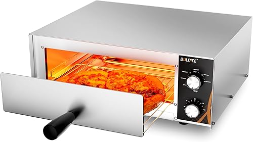 Horno eléctrico para pizza, horno de pizza de encimera de 12 pulgadas para interiores con temporizador de 30 minutos, horno de pizza de acero