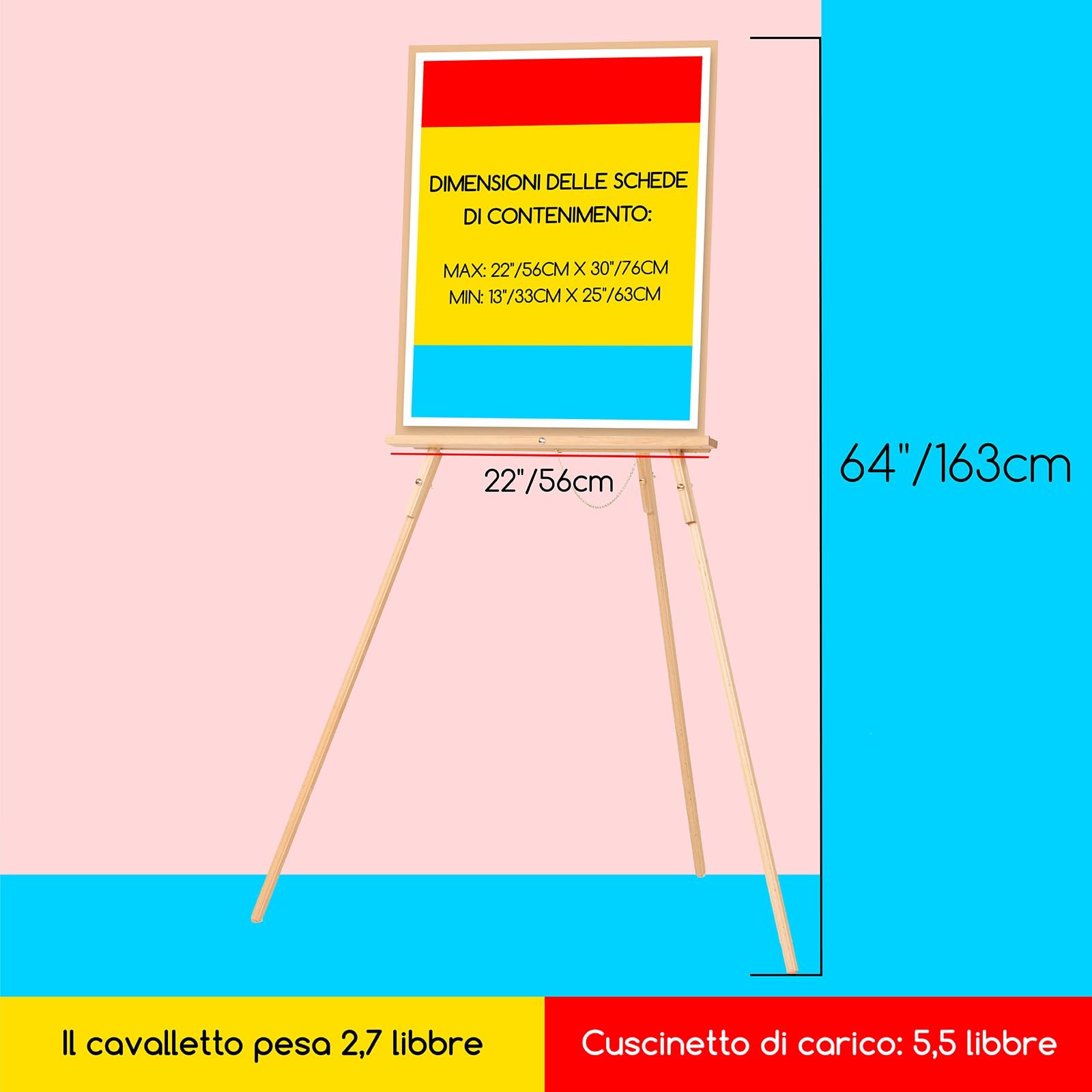 MEEDEN Cavalletto in legno per espositore: treppiede in legno per poster – Cavalletto per matrimonio in piedi per cartello di benvenuto