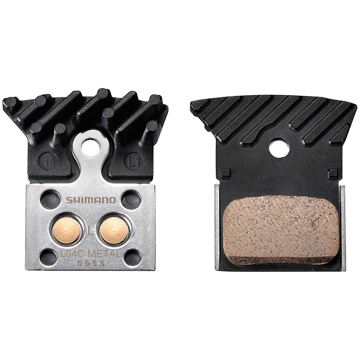 Shimano L04C-MF Disc Brake Pads and Springs - Metal Compound, Finned Alloy and Stainless Steel Back Plate, One Pair | Fahrrad-Bremsbeläge