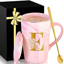 Personalized Ceramic Coffee Mug with Lid Tea Cup Best Female Friend Happy Birthday Gifts Ideal Close Women Bf Stuff Bestie Soul Sister Long Distance Personalized Unique Cute Christmas Xmas Present,E